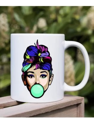 Audrey Hepburn street art mug